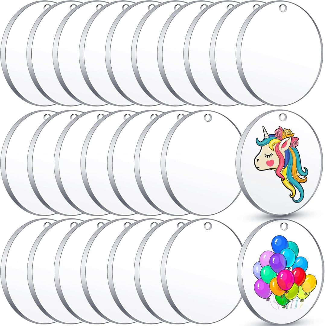 Queekay 100 Pcs 3 Inch Round Acrylic Keychain Blanks Bulk Acrylic Round Ornament Christmas Gift Clear Circle Blanks with Hole for Vinyl DIY Keychain Craft Project Painting Queekay 100 Pcs 3 Inch Round Acrylic Keychain Blanks Bulk Acrylic Round Ornament Christmas Gift Clear Circle Blanks with Hole for Vinyl DIY Keychain Craft Project Painting