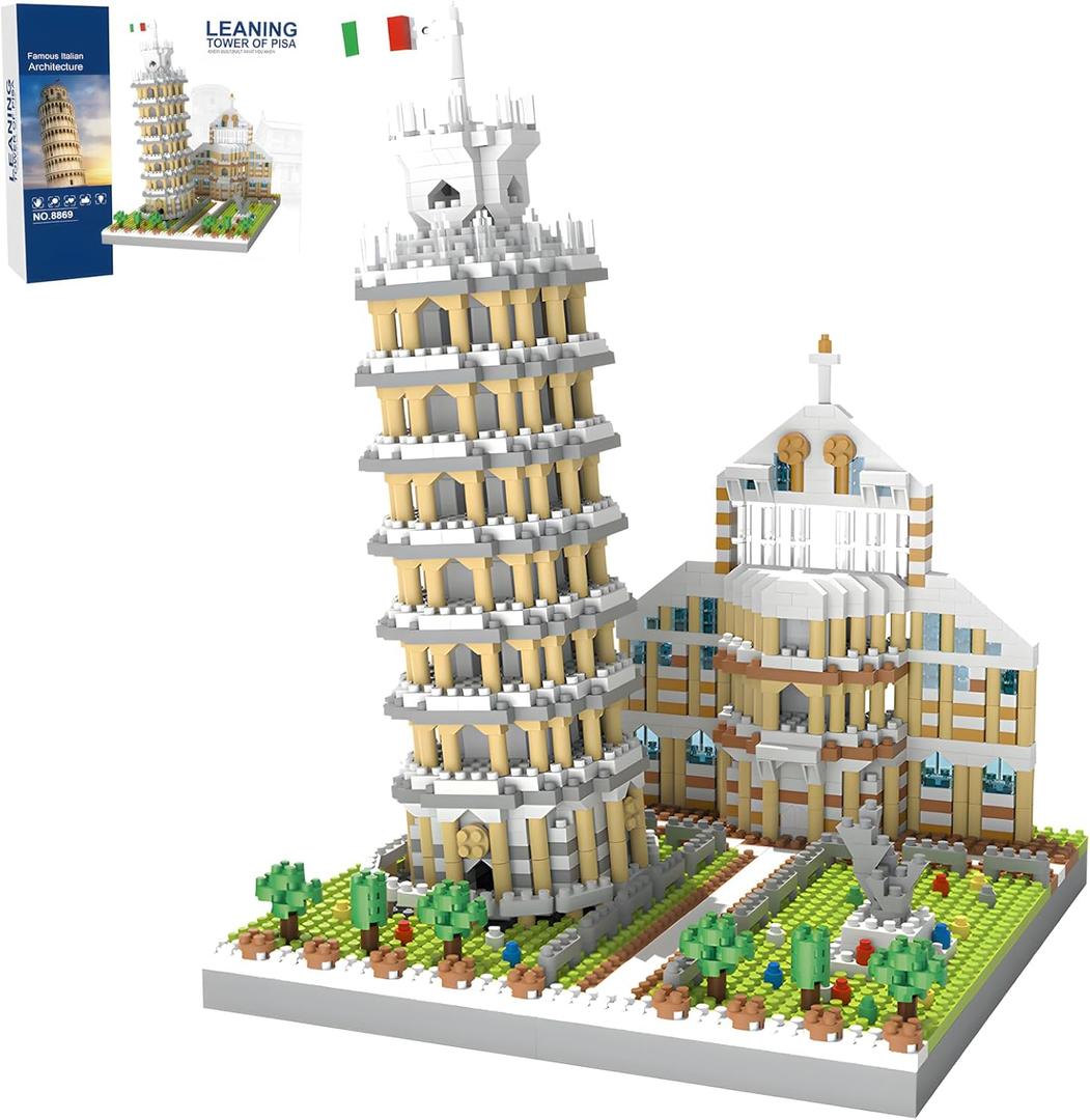 Leaning Tower of Pisa Micro Mini Building Blocks Set Italy Architecture Building Kits Famous Landmark Model Toys Gift for Adults Kids Teens 2500 PCS