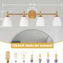 Bathroom Vanity Light Fixture, 4-Light Vintage Bathroom Lighting Fixtures Over Mirror, Antique Brass Finish with Frosted Milk Glass Shade, Wall Sconces Lighting for Bedroom, Living Room, Hallway