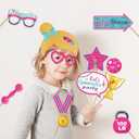 2 x 25PCS Gymnastics Photo Booth Props Set  Pink & Purple Paper Letter Print Selfie Props with Sticks for Gymnast Birthday Parties, Little Girl Themed Events & Photo Booth Decorations