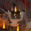 Flameless Flickering 3" x4" 5" 6" Clear Plastic Black 11-Key Remote Candles with Light Strings, LED Battery Operated Cycle Timer Pack of 3 Candles for Halloween Festival Decor