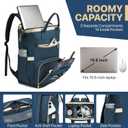 Lunch Backpack, 15.6 Inch Laptop Backpack with USB Port, Stylish Nurse, Teacher and Work Bag with Insulated Cooler Lunch Box for Women, Blue, Medium