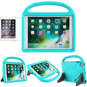 SUPLIK Kids Case for iPad 5th/6th Generation (9.7-inch, 2017/2018), iPad Air 2 Case with Screen Protector, iPad Pro 9.7 Durable Shockproof Protective Cover with Handle Stand for Kids, Cyan