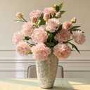 6 Pcs 25'' Fake Silk Peony Artificial Flowers for Vase, Faux Large Peonies Branches with Stems for Tall Vase, Flowers Arrangement for Centerpieces, Home Decorations (Pink)
