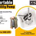 Tankless Water Heater Flushing Kit Includes 1/3HP Stainless Steel Sump Pump with Two Adapters & 3 Gallons Pail with Bucket Lid Opener & Two 1/2 Dia X 6 Hoses with Washers