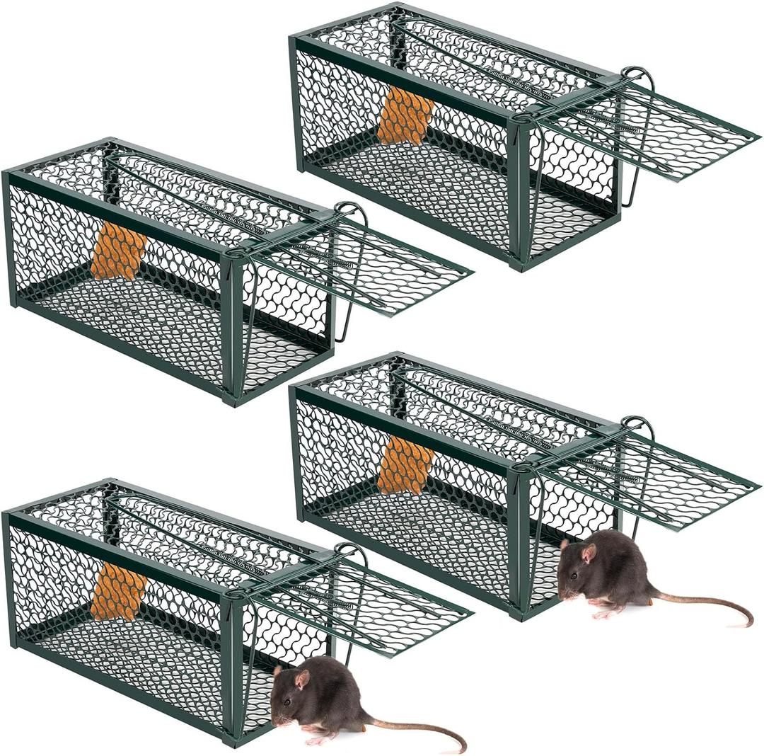 Qualirey 4 Pcs Rat Trap Live Animal Cage for Squirrel Chipmunk Mouse,Green