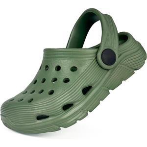 Toddler Kids Garden Clog Slip On Slide Sandals Beach Water Shoes (1 Big Kid, Army Green)