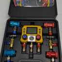 VIVOHOME Digital HVAC Manifold Gauge Set with R134a R1234yf Quick Couplers and Can Taps, Refrigeration Car AC Gauges with 3 Hoses for R134a R410a R32 R1234yf R454B Refrigerant Recharge Kit