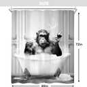 Newsely Funny Monkey Shower Curtain 60Wx72H Inch Chimpanzee in Bathtub Black White Animal Wildlife Boys Men Shower Curtain Bathroom Set Modern Cool Waterproof Bath Decoration Accessories Home Decor