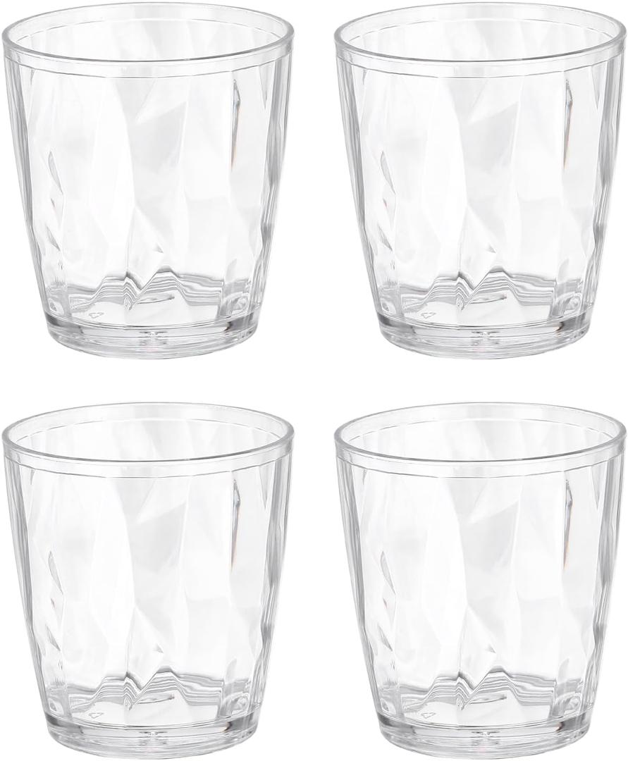 Uxcell 4Pcs Plastic Drinking Glasses, 7.1oz Unbreakable Drinking Cups Reusable Stackable Water Tumblers for Home Office Outdoors Beer Cocktail Water Juice Whiskey, Transparent