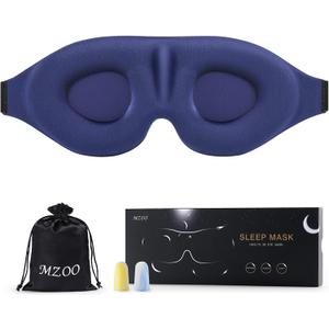 MZOO Luxury Sleep Eye Mask for Side Sleeper Men Women, Zero Eye Pressure 3D Sleeping Mask, Light Blocking Patented Design Night Blindfold, Soft Eye Shade Cover for Travel, Blue