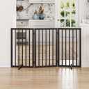 Dog Gate for Doorways 32" Tall Freestanding Dog Gate for Stair Foldable Pet Gate for Dogs Indoor (Brown,3 Panel)