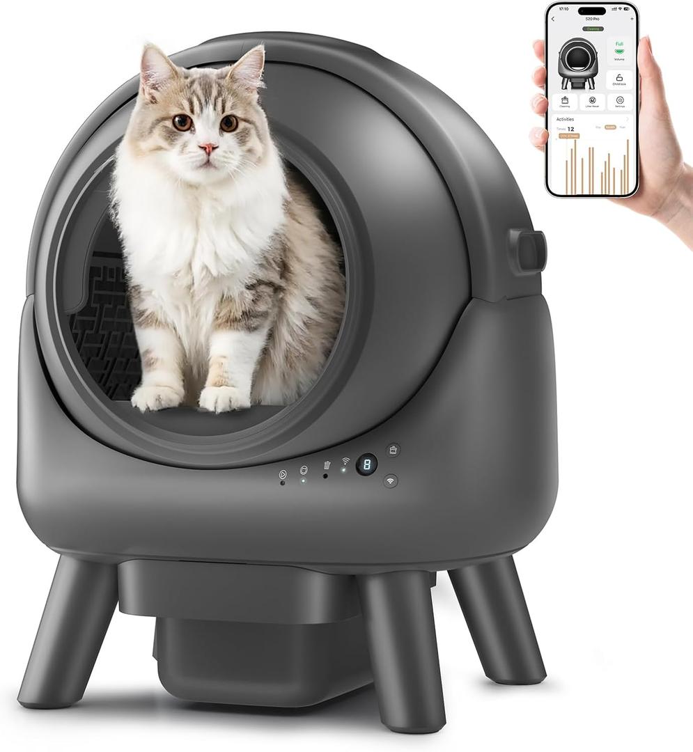 Self Cleaning Litter Box for Multiple Cats  Automatic Cat Litter Box with App Control CJ2 (GREY 02)