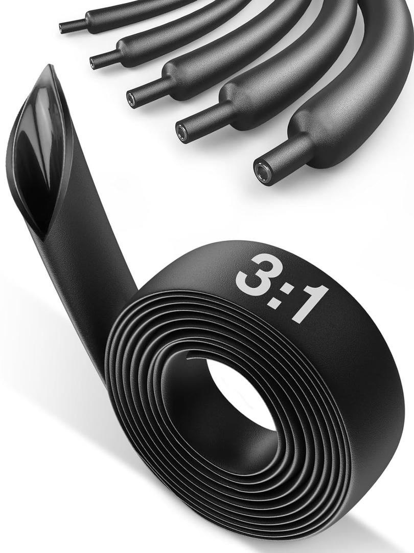 Eventronic 3/4" Heat Shrink Tubing-3:1 Ratio Adhesive Lined-Marine Grade Heat Shrink Tube-Wire Waterproof Industrial Large Heat Shrink Tubing-Black-13.2FT (3/4"(19.1mm)-13.2ft)