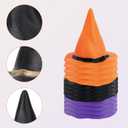 12pcs Plastic Miniature Witch Hats, Mini Small Wizard Hat Ornament Tiny Halloween Dollhouse Miniatures for Haunted House Decor DIY Crafts Cake Toppers Doll Halloween Party Supplies (3 Colors)
