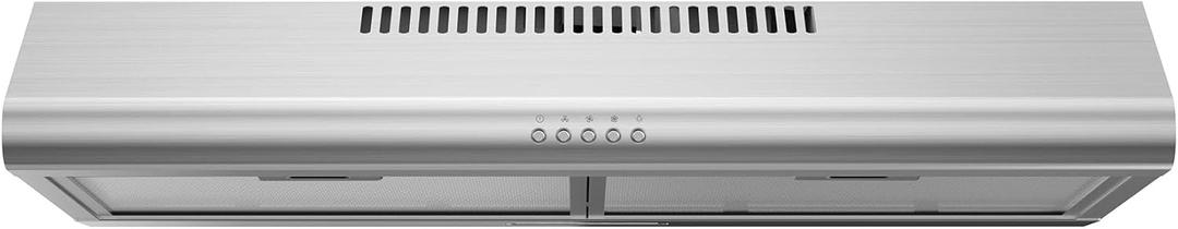Midea MVU30W6AST 30 inch Under Cabinet Ducted/Ductless Convertible Slim Vent Durable Stainless Steel Kitchen Reusable Filter, 3 Speed Exhaust Fan and 2 LED Lights Range Hood