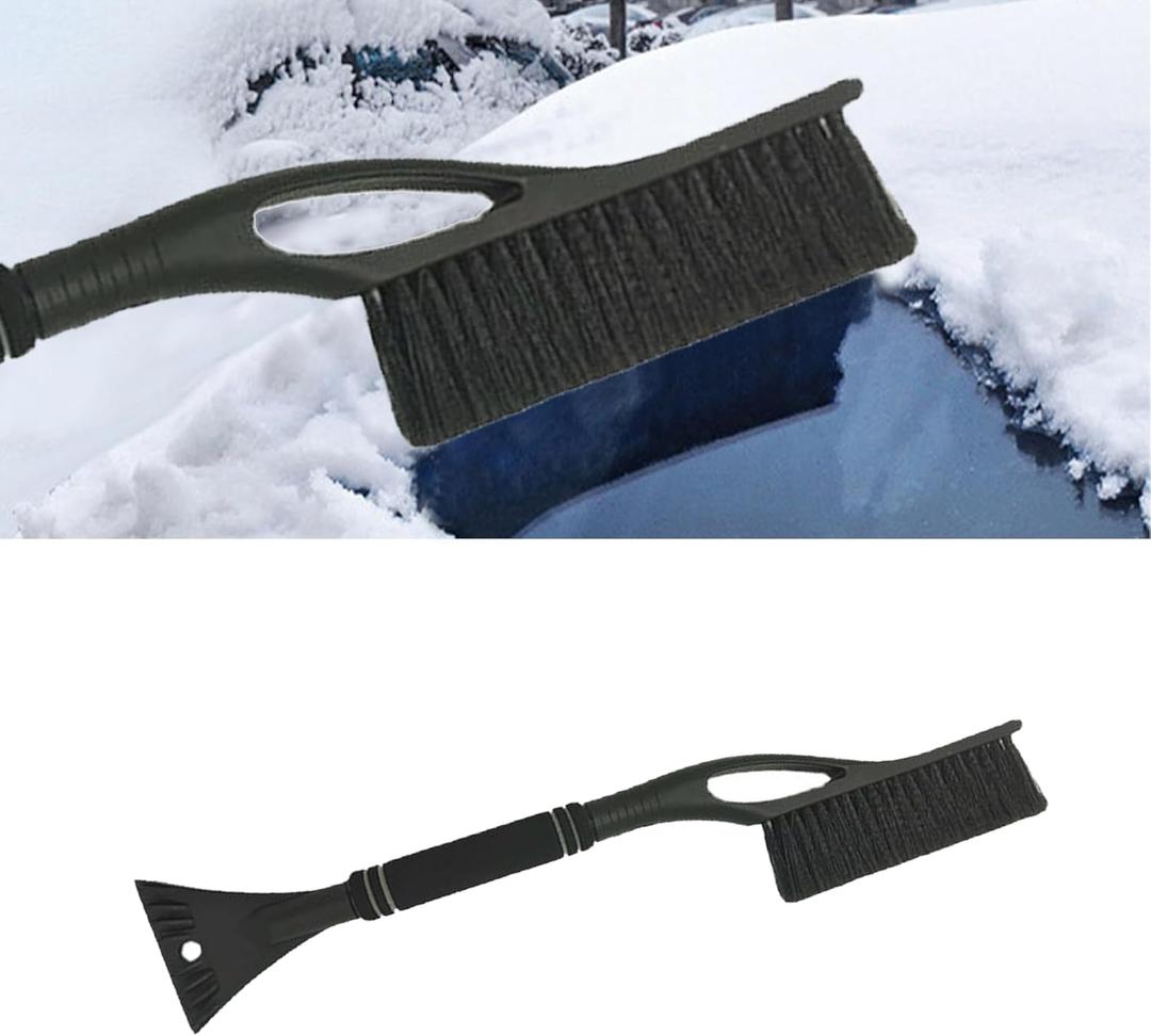 27" Detachable Aluminum Snow Brush & Ice Scraper for Car Windshield - Ergonomic Foam Grip, Suitable for Cars, Trucks, SUV Windshields & Windows, Winter Car Essential Tool (Black)