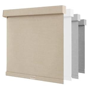 NUTRO CHILL Blackout Window Blinds Cordless, Spring System Window Shades with UV Protection Thermal Insulated Linen Fabric, Roller Blinds for Home Office(25''x72'', Beige)