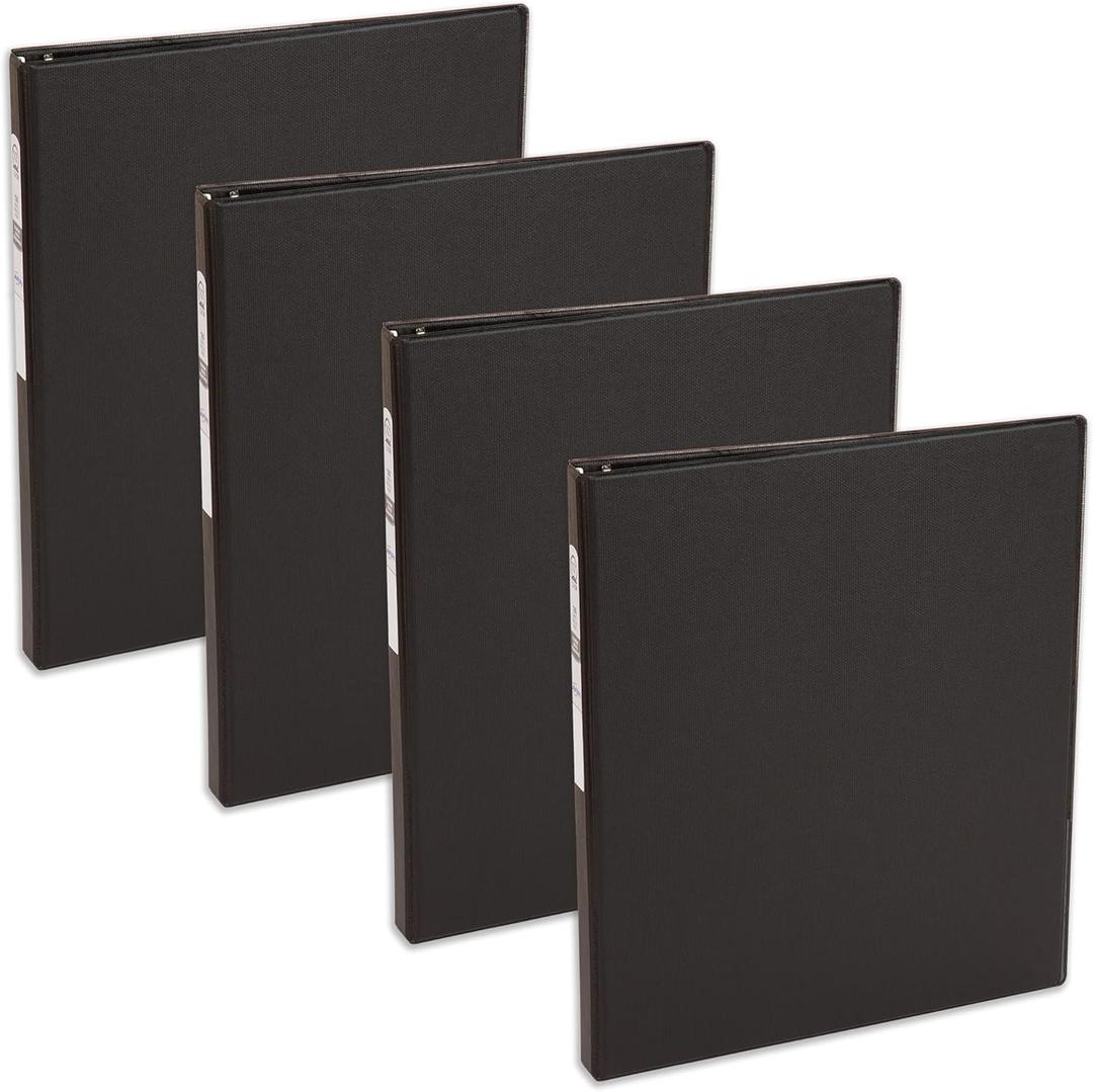Avery Economy 3 Ring Binder, 1/2 Inch Round Rings, 4 Black Binders (03201)