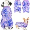 Lukovee Recovery Suit for Dogs, Zipper On Recovery Suit for Female Male Dog, Onesie Abdominal Wounds Cone E-Collar Alternative Prevent Licking Spay Recovery Suit (XX-Large, Purple Tie-dye)