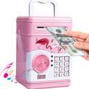 GuDoQi Password Piggy Bank, Digital Electronic Money Bank with Music, Mini ATM Cash Coin Saving Can Toys, Birthday Gifts for Kids, Pink Flamingo