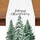 72 x 13 Inch Merry Christmas Table Runner - Snowflakes and Pine Trees Pattern for Holiday, Home, Kitchen, Mantel, Dining Table Decor, Winter Xmas Party Supplies