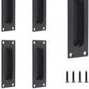5Pack Closet Door Pulls,ULIFESTAR Stainless Steel Kitchen Drawer Pulls Cabinet Handles,Recessed Flat Finger Pull Flush Pull,Sliding Barn Door Hardware with Screws Rectangle Front Hole Black120x40x11mm