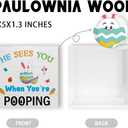 2 x He Sees You When You'Re Pooping Wooden Box Sign, Home Bathroom Decor, Farmhouse Kitchen Bathroom Shelf Table Decoration, Easter Decorations Gift 5 x 5 Inch