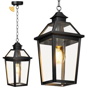 Outdoor Pendant Light, Dusk to Dawn Outside Chandelier Lantern, Modern Black Waterproof Aluminum Exterior Hanging Light Fixture for Front Porch, Entryway,Yard, Patio (Bulb NOT Included) Outdoor Pendant Light, Dusk to Dawn Outside Chandelier Lantern, Modern Black Waterproof Aluminum Exterior Hanging Light Fixture for Front Porch, Entryway,Yard, Patio (Bulb NOT Included)