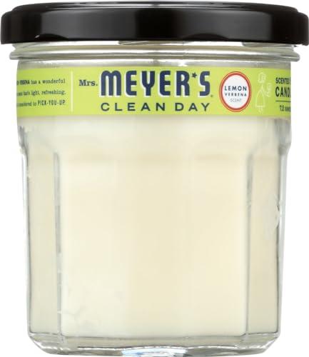 MRS. MEYER'S CLEAN DAY Lemon Verbena Soy Candle, Garden-Inspired Aromatherapy Homekeeping, 35 Hour Burn Time, Made with Essential Oils, 7.2 oz Large Glass Jar Candles