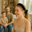 2 x Black Velvet Braided Headband & Scrunchie Set  Matching Hair Accessories for Women & Girls