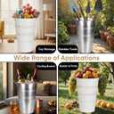 12 Inch Galvanized Flower Buckets, 6 Pcs Farmhouse Metal Flower Vases French Tin Planter Bucket for Party Wedding Centerpiece, Vintage Home Table Decor, French Country (Silver)