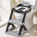 Potty Training Seat, SKYROKU Potty Training Toilet with Step Stool Ladder, for Kids Boys Girls Toddlers - Comfortable Safe Potty Seat with Anti-Slip Pads Ladder (8898 Black)