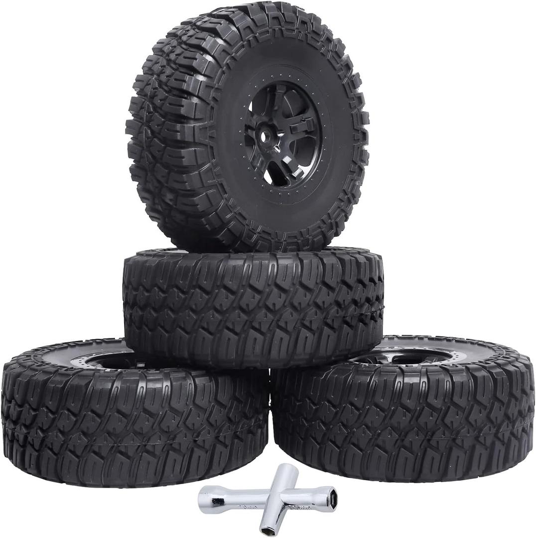 Height 4.72 inches (120mm) 1/10 Short Course Truck Tires and Wheel Rims 12mm Hex with Foam Inserts for for All Terrain, Set of 4 (Style B)