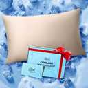 Ice Cooling Pillowcase for Hot Sleepers, Instantly Cool, Stays Cold All Night, Softer Than Silk Pillow Cases, Pillow Covers with Invisible Zipper, Gift for Men & Women - Standard Size, Beige (1 Pack)