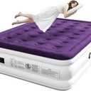 CHILLSUN Air Mattress Full with Built in Pump, 18" Raised Comfort Blow up Mattress, Inflatable Mattress colchon inflable, Upgraded Flocked Top Air Bed with Storage Bag for Home, Camping & Guests (Purple)
