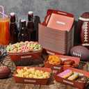 Zhehao 100 Pcs Football Paper Food Trays Football Birthday Party Supplies Disposable Serving Nachos Boats for First Year Down Birthday, Baby Shower, Sport Party, Snacks, Taco, Seafood Plates