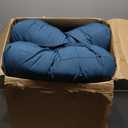 Blazing Needles Solid Twill Swivel Rocker Polyester Chair Cushion, 48" x 24", Indigo