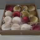 Velvet Ornaments for Christmas Tree 16 Pack 3.15" Velvet Christmas Ball Set, Luxurious Holiday Tree Ornaments for Home Decor, Burgundy Brown