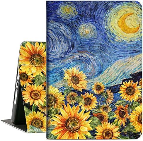 Case for iPad 9th Generation, for iPad 8th Generation Case, iPad 7th Generation case, for ipad case 9th Generation Multi-Angle View Adjustable Stand Auto Wake Sleep, Starry Night Sunflower