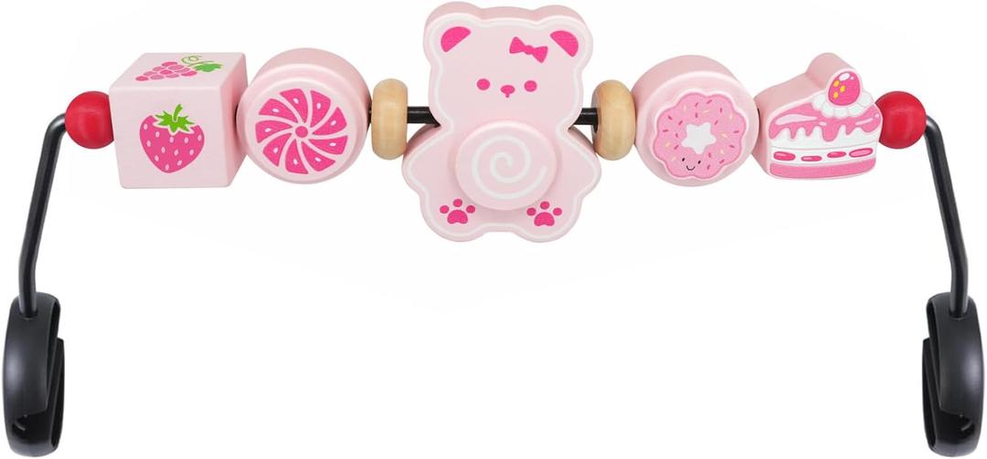 iGRATENS Baby Bouncer Toy Bar, Toy Bar for Baby Bouncer, Warm and Playful Pink Rainbow Design for Baby Girls, Easy to Attach and Remove, Child-Safe Paint, Safe for Babies