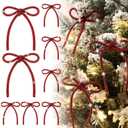 Gerrii 8 Pcs Christmas Bow Ornaments Sparkly Glitter Rhinestones Bow Christmas Tree Ornament Crystal Xmas Party Hanging Pendant Decoration Gift for Family Wedding Home Indoor Outdoor(Red)