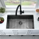 33 Inch Black Undermount Kitchen Sink Workstation-Bokaiya 33x19 Kitchen Sink Undermount Black Stainless Steel 16 Gauge 10" Deep Single Bowl Kitchen Sinks with Cutting Board