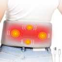 Cordless Heating Pad for Back, Vibration Waist Massager, Portable Waist Belt Massager with Auto Shut Off for Lower, Back, Lumbar Relief Stress,3 Heat Levels, Birthday Gifts for Women (Beige)