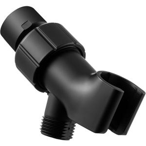 OFFO Shower Head Holder with Solid Metal Ball for Handheld Shower Head, Adjustable Shower Arm Mount for Connecting Shower Arm and Shower Hose, 1/2 in IPS Female Inlet and Male Outlet, Matte Black