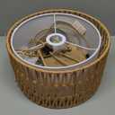 OUTON Boho Rattan Lamp Shades for Floor Lamps, 12.5" Top x12.5" Bottom x 7.5" High, Easy Assembly Rattan & Linen Double Lampshades for Table Lamps & Bedside Lamps (1.65" Spider)