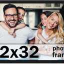 42"x32" Frame Black Picture Frame - Complete Modern Photo Frame Includes UV Acrylic Shatter Guard Front, Acid Free Foam Backing Board