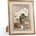 5x7 Picture Frame Retro White Gold Line Vintage Picture Frames Antique Photo Frame Wall Hang Desktop Decor Display Mothers Day Birthday Gifts for Mom Grandma Women