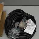 12AWG 75 FT Heavy Duty Outdoor Extension Cord Waterproof with Lighted End,Black 12 Gauge Extension Cord Flexible and Cold Resistant 3 Prong Grounded Plug,15Amp 1875W SJTW ETL Listed