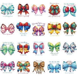 Princess Bow DTF Transfers Ready to Press - 20 Sheets Colorful Iron on Transfers Coquetteee Iron on Decals Vinyl Design for T Shirts Girly Clothing Jacket Hat Pillow Bag DIY Craft